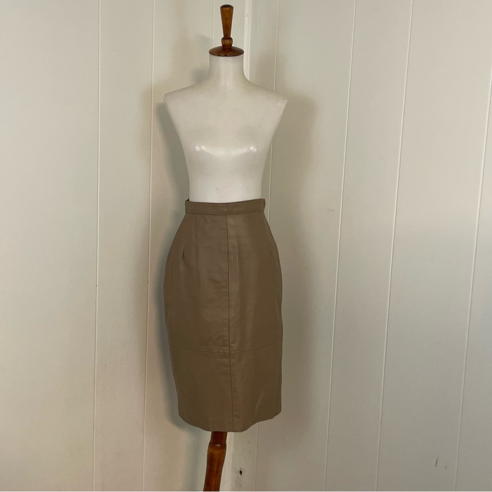 Vintage Leather Knee Length Pencil‎ Skirt
